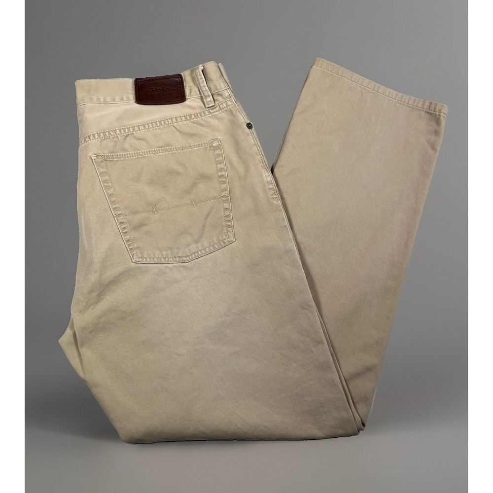 Polo Ralph Lauren 650 Straight Fit Pants Mens 35x32 Fits 33x31 Tan Khaki Chino